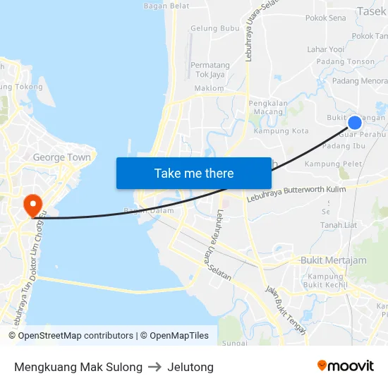 Mengkuang Mak Sulong to Jelutong map