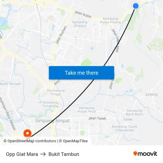 Opp Giat Mara to Bukit Tambun map