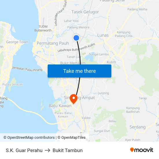 S.K. Guar Perahu to Bukit Tambun map