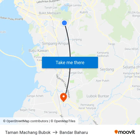 Taman Machang Bubok to Bandar Baharu map