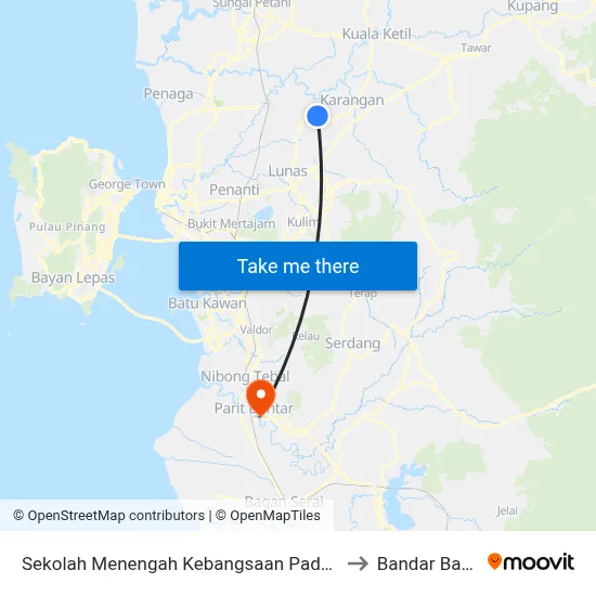Sekolah Menengah Kebangsaan Padang Serai to Bandar Baharu map