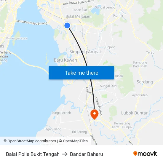 Balai Polis Bukit Tengah to Bandar Baharu map