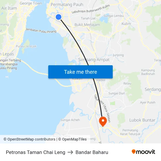 Petronas Taman Chai Leng to Bandar Baharu map