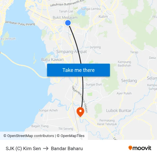 SJK (C) Kim Sen to Bandar Baharu map