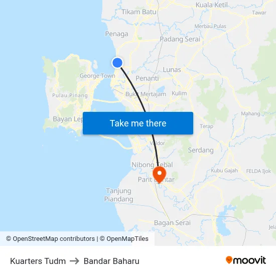 Kuarters Tudm to Bandar Baharu map