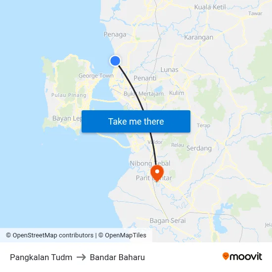 Pangkalan Tudm to Bandar Baharu map