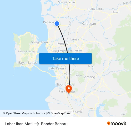 Lahar Ikan Mati to Bandar Baharu map