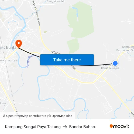Kampung Sungai Paya Takung to Bandar Baharu map