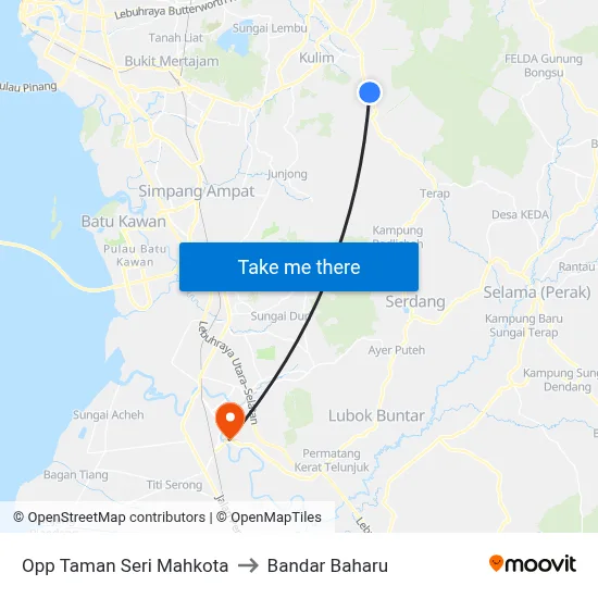 Opp Taman Seri Mahkota to Bandar Baharu map