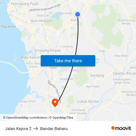Jalan Kejora 2 to Bandar Baharu map