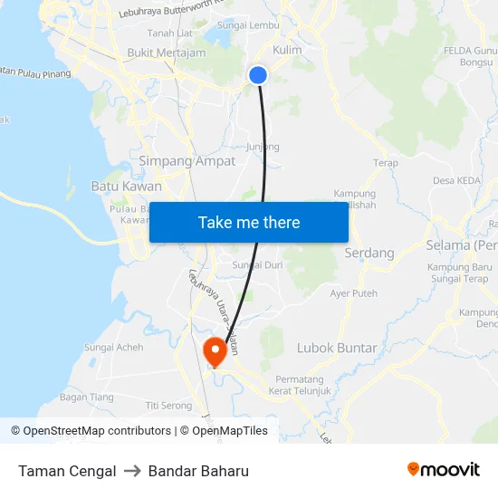 Taman Cengal to Bandar Baharu map