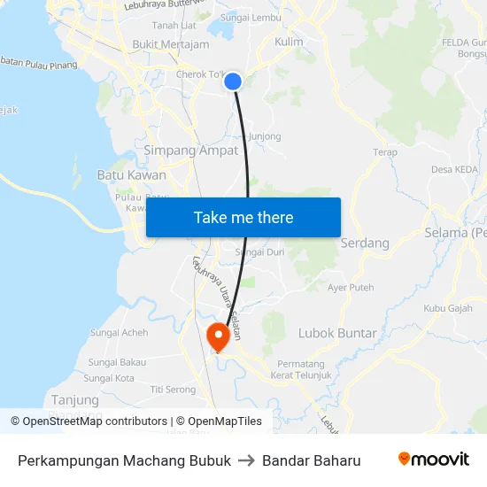 Perkampungan Machang Bubuk to Bandar Baharu map