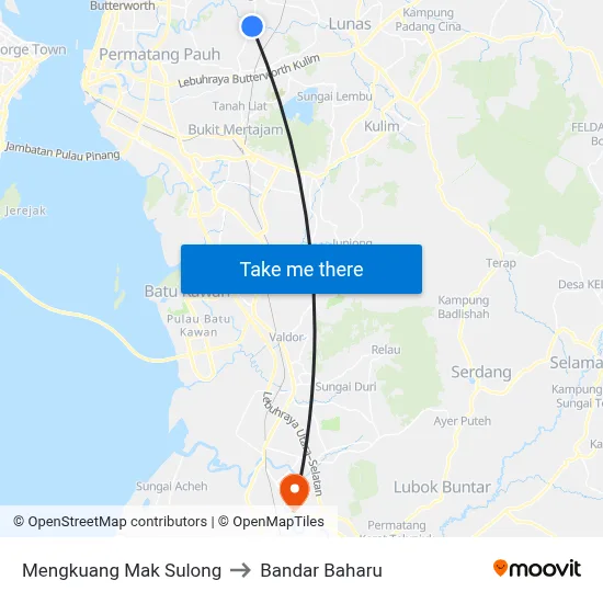 Mengkuang Mak Sulong to Bandar Baharu map