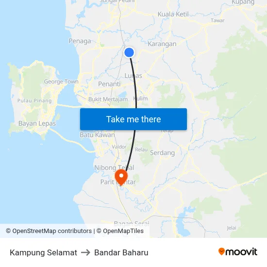 Kampung Selamat to Bandar Baharu map