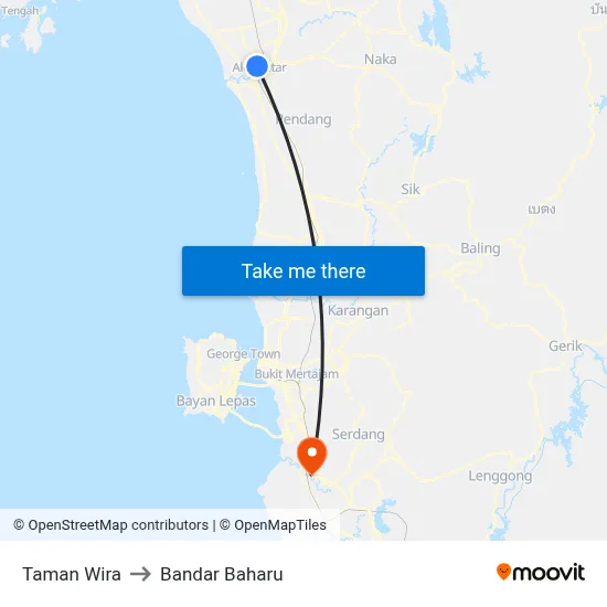 Taman Wira to Bandar Baharu map