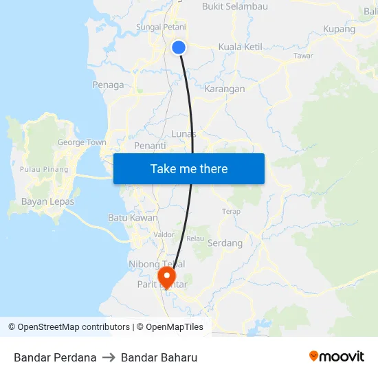 Bandar Perdana to Bandar Baharu map