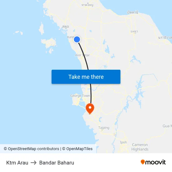 Ktm Arau to Bandar Baharu map