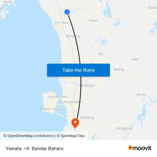 Yawata to Bandar Baharu map