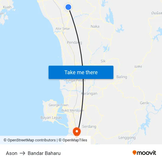 Ason to Bandar Baharu map