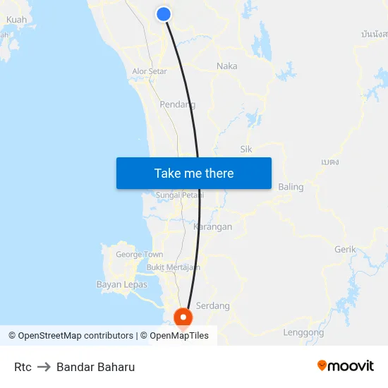Rtc to Bandar Baharu map