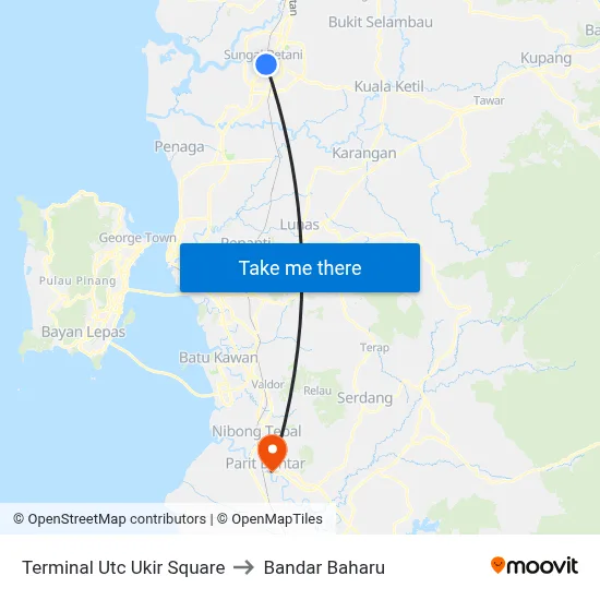 Terminal Utc Ukir Square to Bandar Baharu map