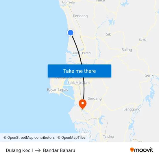 Dulang Kecil to Bandar Baharu map