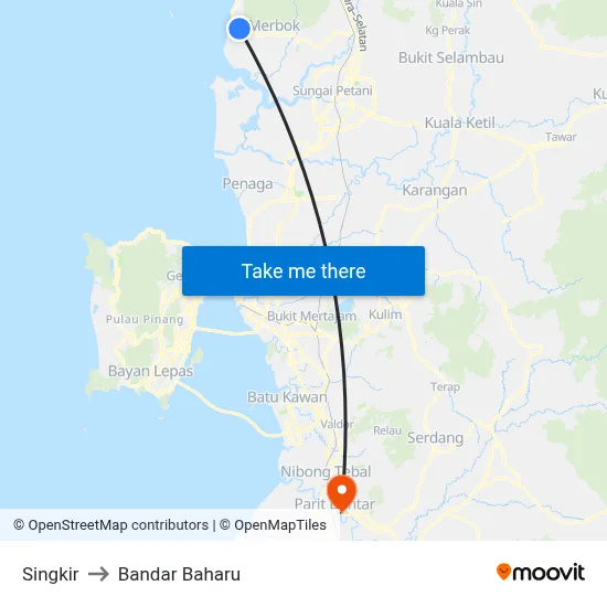 Singkir to Bandar Baharu map