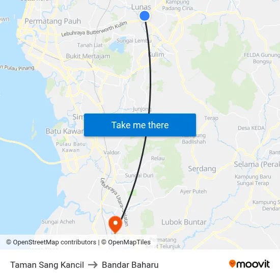 Taman Sang Kancil to Bandar Baharu map