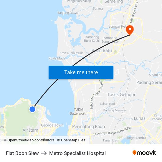 Flat Boon Siew to Metro Specialist Hospital map