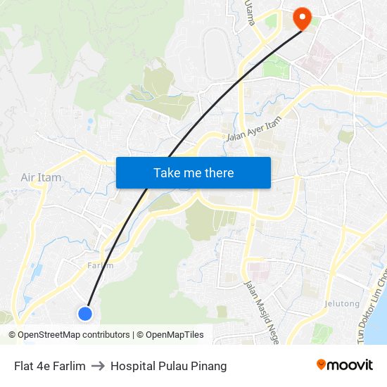 Flat 4e Farlim to Hospital Pulau Pinang map