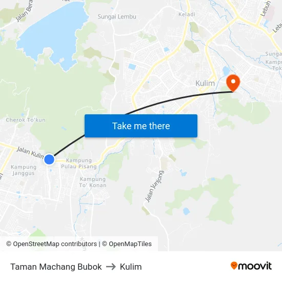 Taman Machang Bubok to Kulim map