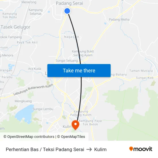 Perhentian Bas / Teksi Padang Serai to Kulim map