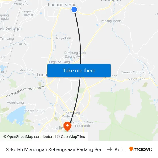 Sekolah Menengah Kebangsaan Padang Serai to Kulim map
