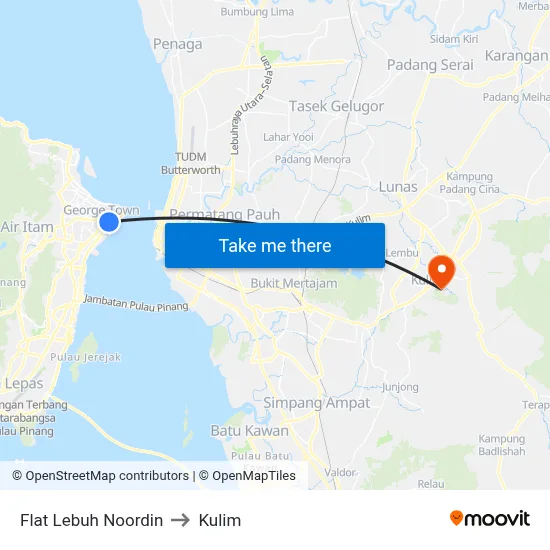 Flat Lebuh Noordin to Kulim map