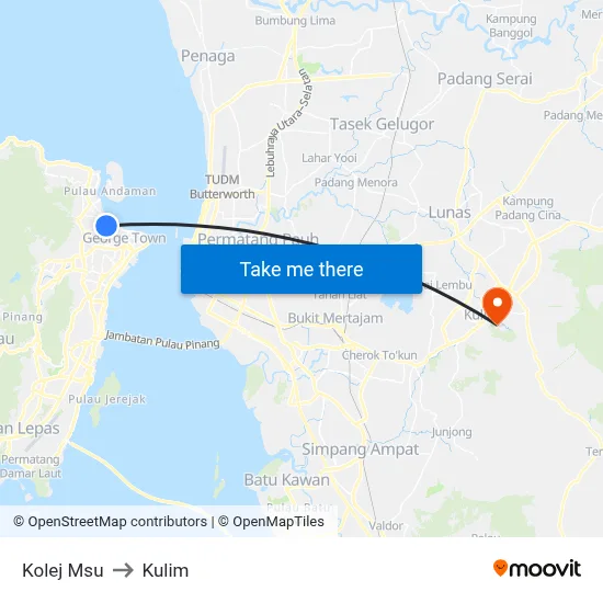 Kolej Msu to Kulim map