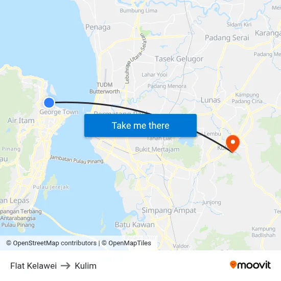 Flat Kelawei to Kulim map