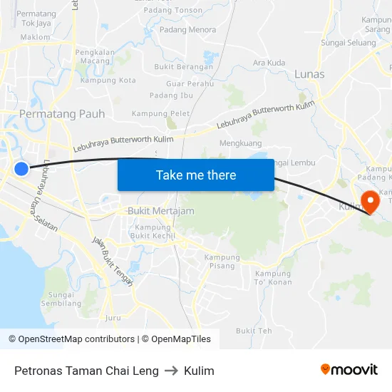 Petronas Taman Chai Leng to Kulim map