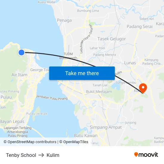 Tenby School to Kulim map