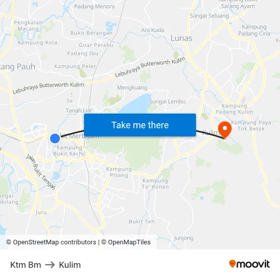 Ktm Bm to Kulim map