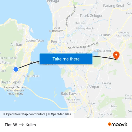 Flat 88 to Kulim map