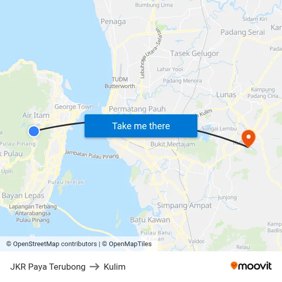 JKR Paya Terubong to Kulim map