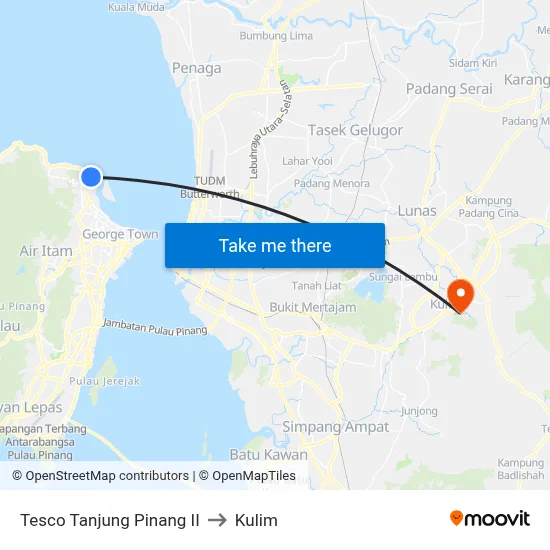 Tesco Tanjung Pinang II to Kulim map