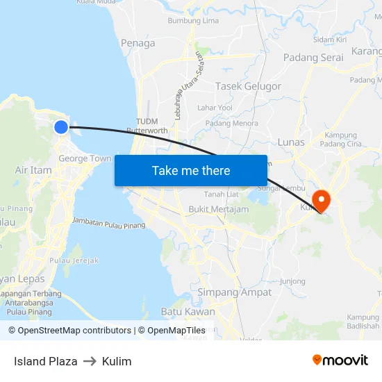 Island Plaza to Kulim map