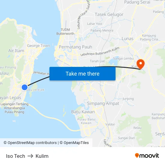 Iso Tech to Kulim map