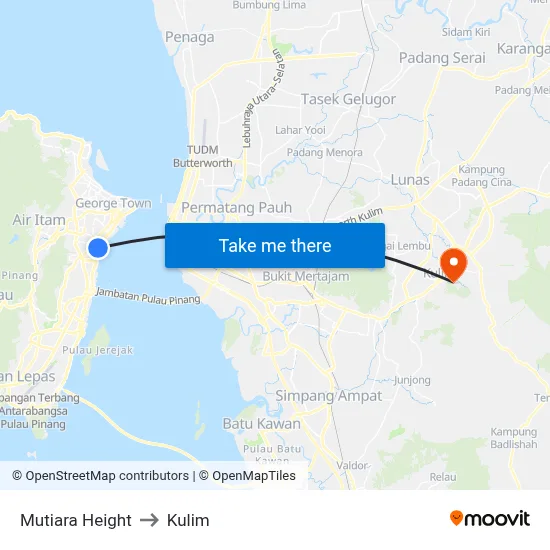 Mutiara Height to Kulim map