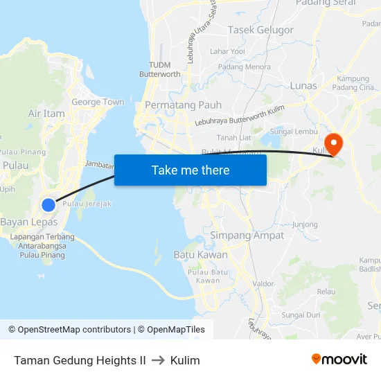 Taman Gedung Heights II to Kulim map
