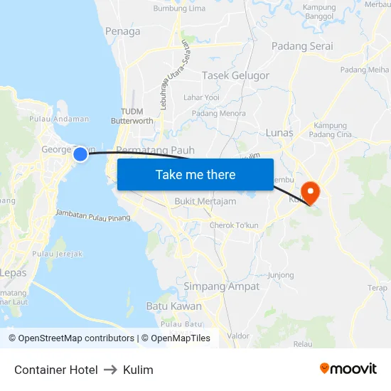 Container Hotel to Kulim map