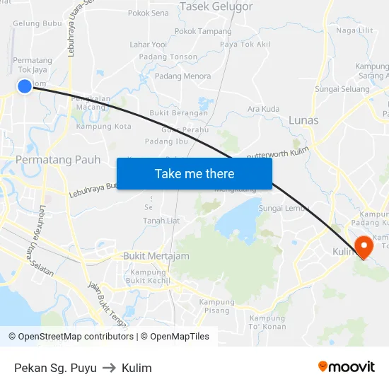 Pekan Sg. Puyu to Kulim map