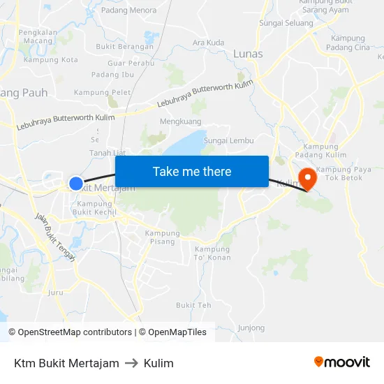 Ktm Bukit Mertajam to Kulim map