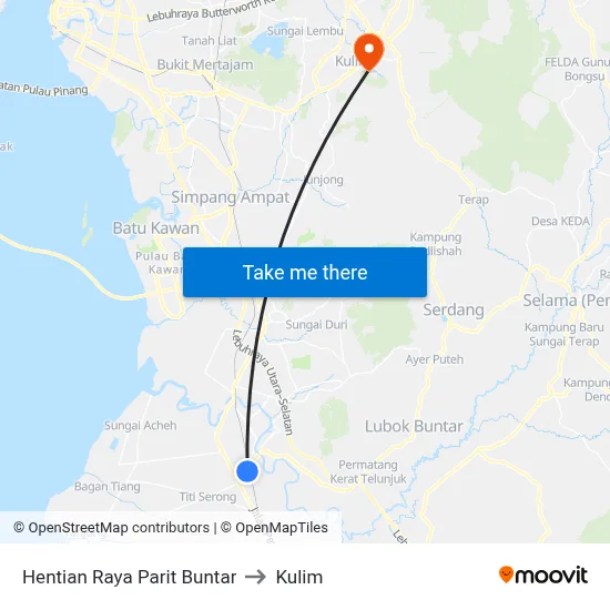 Hentian Raya Parit Buntar to Kulim map